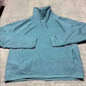 Nike Sherpa Sweatshirt, Cowl Neck, Teal, Pockets, Size M